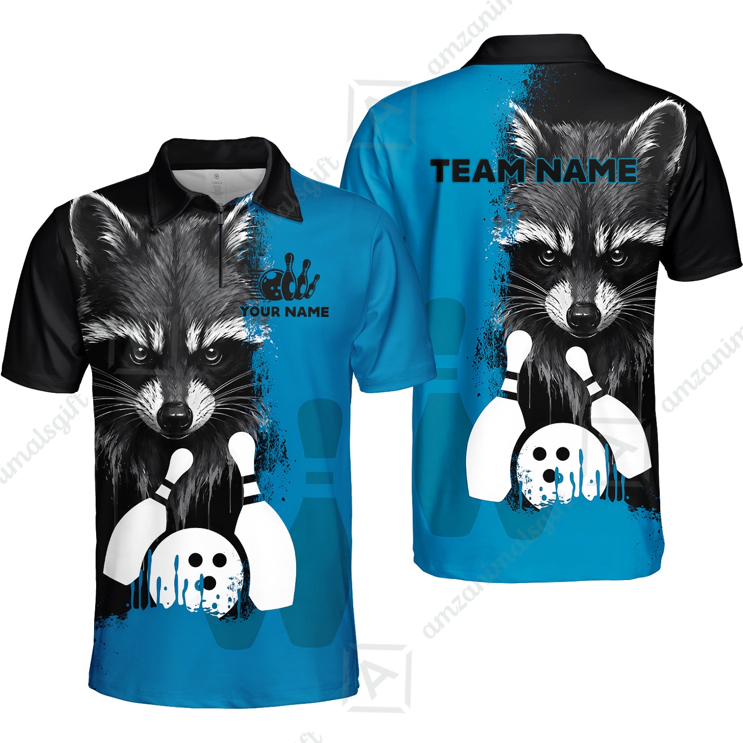 Custom Bowling Jersey Polo Shirt, Raccoon Bowling, Custom Bowling Jersey Team Shirt For Players With Name & Team Name