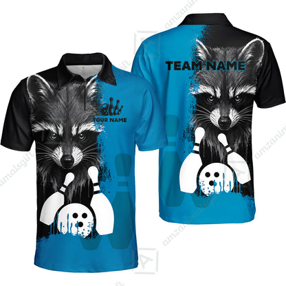 Custom Bowling Jersey Polo Shirt, Raccoon Bowling, Custom Bowling Jersey Team Shirt For Players With Name & Team Name