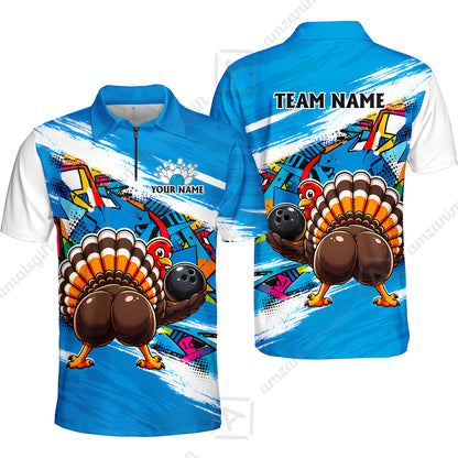 Custom Bowling Jersey Polo Shirt, Turkey Bowling, Personalized Name And Team Name
