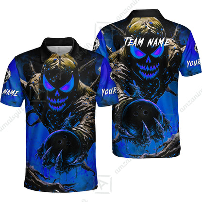 Custom Bowling Team Flat Neck Zip Jersey Shirt, Devil’s Strike Devil’s Strike Power Bowling Edition, Personalized Team Shirt with Custom Name