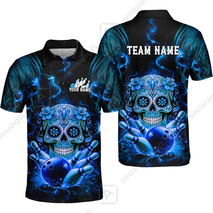 Customized Darts Team Jersey, Sugar Skull Bowler, Personalized Polo Shirt For Players With Name & Team Name