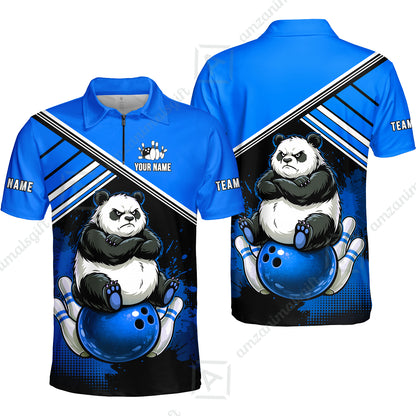 Custom Bowling Jersey Polo Shirt, Panda Mascot Bowling Custom Bowling Jersey Team Shirt For Players With Name & Team Name