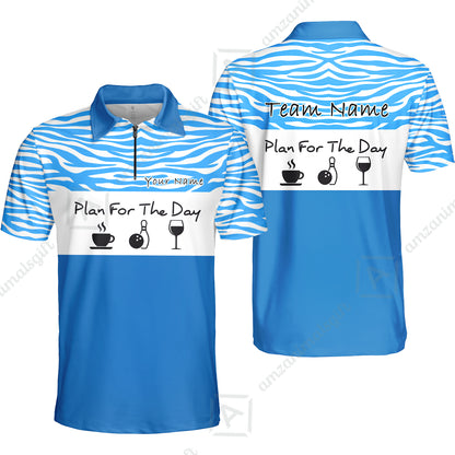 Custom Bowling Jersey Polo Shirt, Pink Zebra Pattern Bowling, Custom Bowling Jersey Team Shirt For Players With Name & Team Name