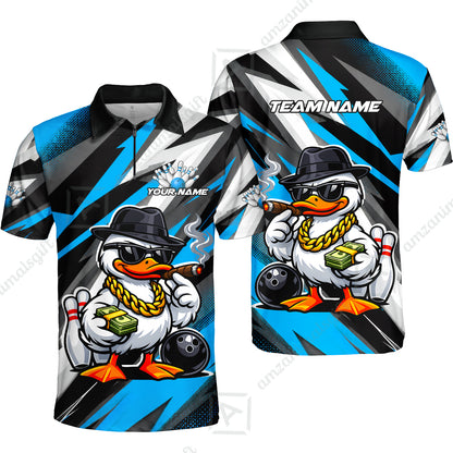 Custom Bowling Jersey Polo Shirt, Boss Hustle Duck Gangster Style, Custom Bowling Jersey Team Shirt For Players With Name and Team Name