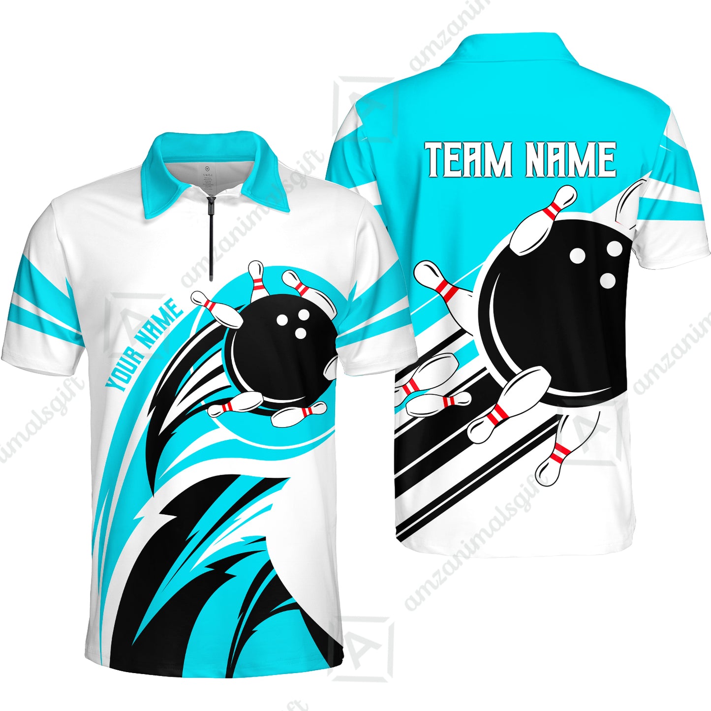 Custom Bowling Team Jersey, Bowling Player Jersey Multicolor Polo Quarter-Zip Shirts, Custom Bowling Uniforms Jerseys
