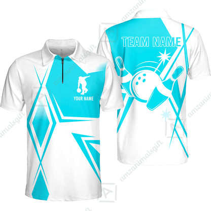 Custom Bowling Team Jersey,  Custom Name And Team Name Bowling Jersey Multicolor Polo Quarter-Zip Shirts, Custom Bowling Uniforms Jerseys