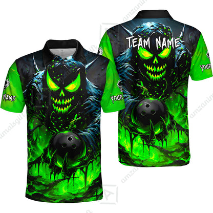 Custom Bowling Jersey Polo Shirt, Hellfire Strike, Custom Bowling Jersey Team Shirt For Players With Name & Team Name