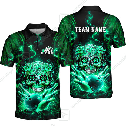 Customized Darts Team Jersey, Sugar Skull Bowler, Personalized Polo Shirt For Players With Name & Team Name