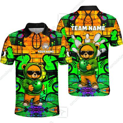 Custom Bowling Jersey Polo Shirt, Urban Street Art Bowling, Custom Bowling Jersey Team Shirt For Players With Name & Team Name