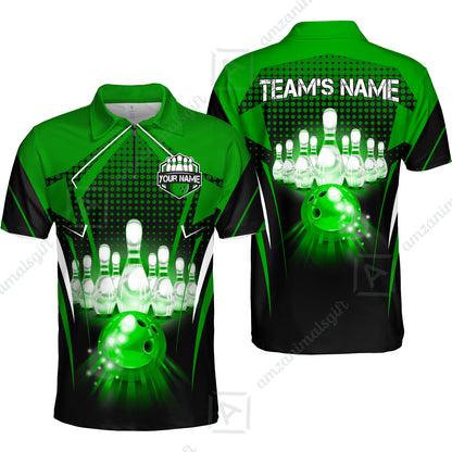 Custom Bowling Team Jerseys Polo Shirts, Bowling uniforms Ball & Pins Multicolor Jersey For Tournament Team Men Women Bowlers