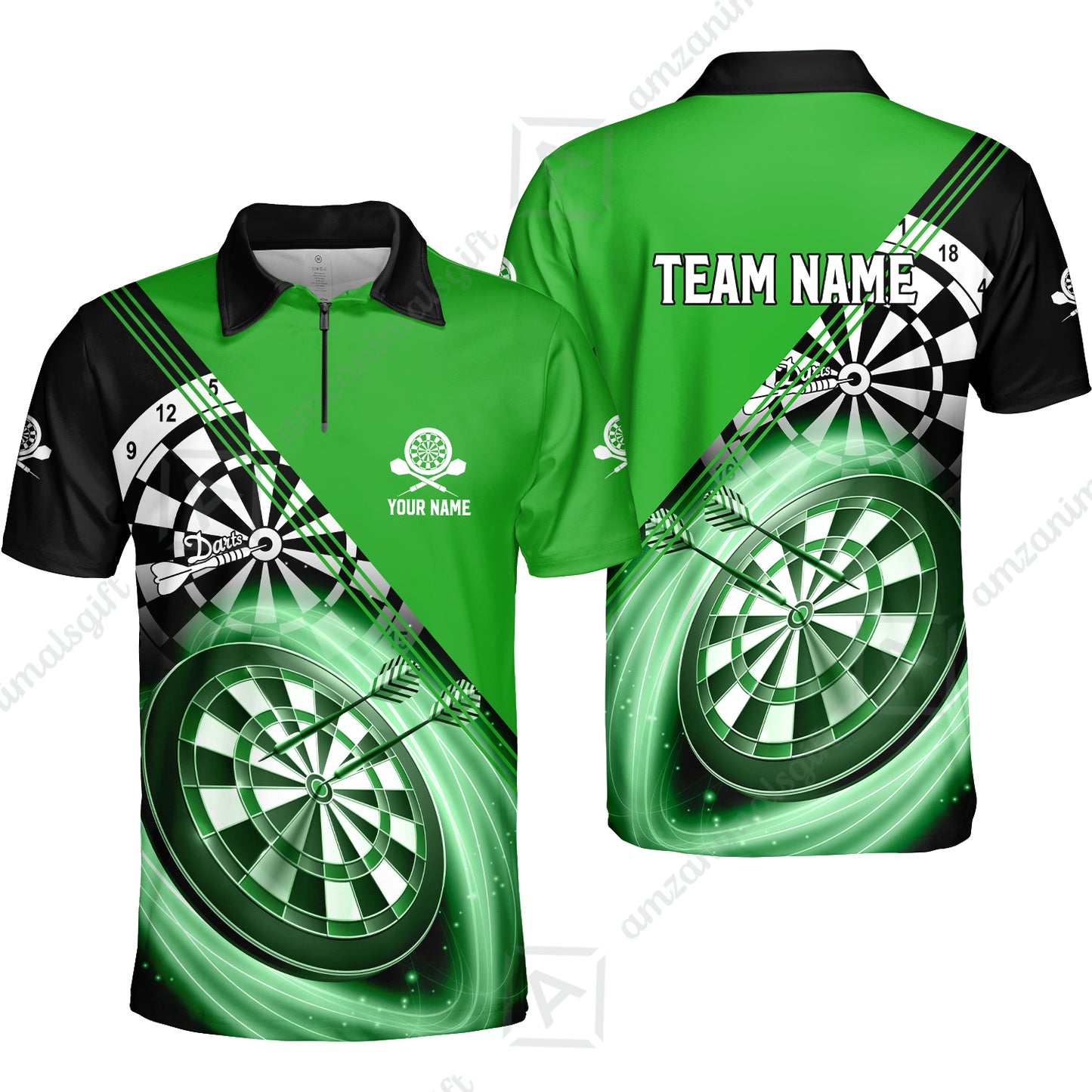 Custom Tailored Darts Team Jersey Polo Quarter-Zip Shirts, Customized Name Team Name Darts Team Jerseys Uniform
