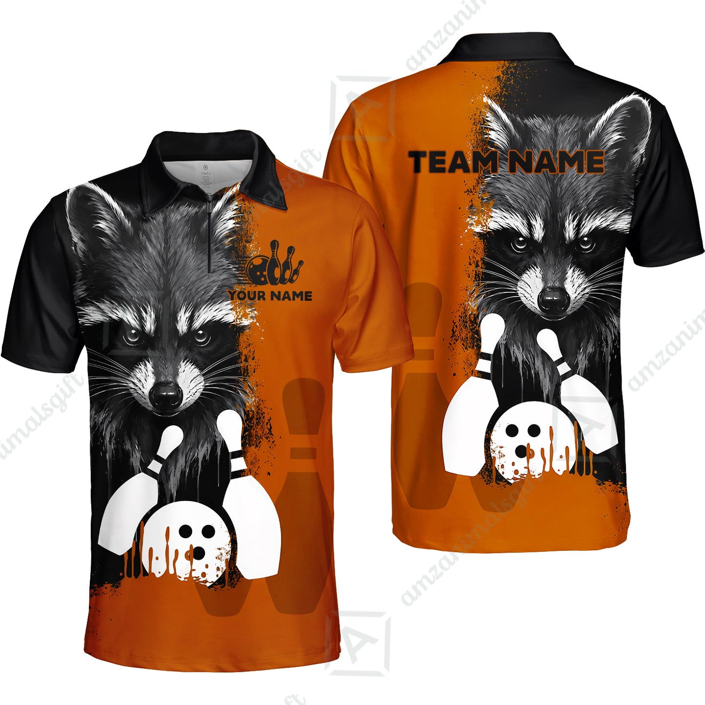 Custom Bowling Jersey Polo Shirt, Raccoon Bowling, Custom Bowling Jersey Team Shirt For Players With Name & Team Name