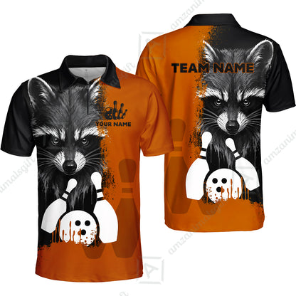 Custom Bowling Jersey Polo Shirt, Raccoon Bowling, Custom Bowling Jersey Team Shirt For Players With Name & Team Name