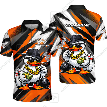 Custom Bowling Jersey Polo Shirt, Boss Hustle Duck Gangster Style, Custom Bowling Jersey Team Shirt For Players With Name and Team Name