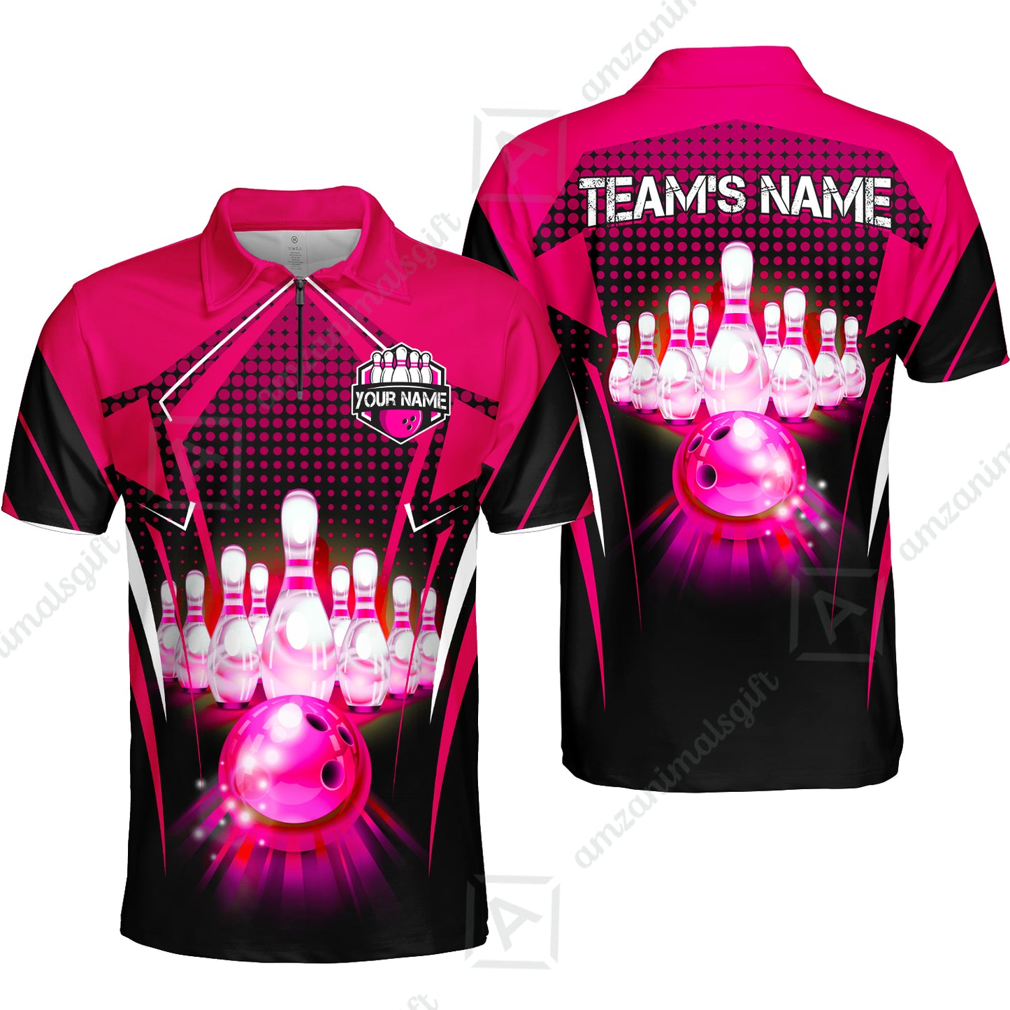 Custom Bowling Team Jerseys Polo Shirts, Bowling uniforms Ball & Pins Multicolor Jersey For Tournament Team Men Women Bowlers