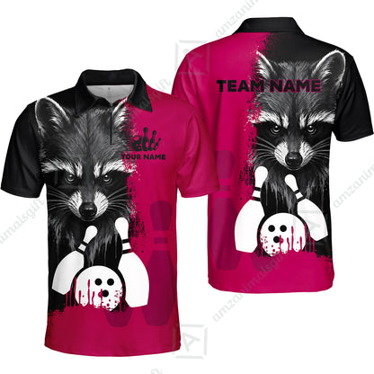 Custom Bowling Jersey Polo Shirt, Raccoon Bowling, Custom Bowling Jersey Team Shirt For Players With Name & Team Name