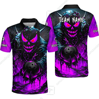 Custom Bowling Jersey Polo Shirt, Hellfire Strike, Custom Bowling Jersey Team Shirt For Players With Name & Team Name