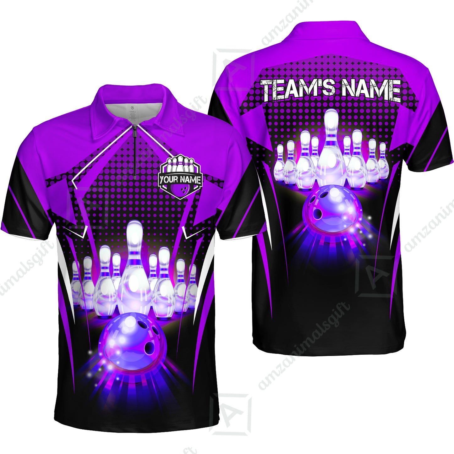 Custom Bowling Team Jerseys Polo Shirts, Bowling uniforms Ball & Pins Multicolor Jersey For Tournament Team Men Women Bowlers