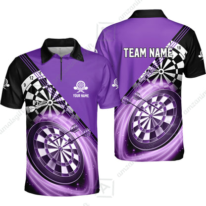 Custom Tailored Darts Team Jersey Polo Quarter-Zip Shirts, Customized Name Team Name Darts Team Jerseys Uniform