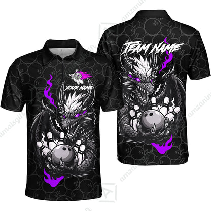 Custom Badass Dragon Bowling Jersey Polo Shirt, Custom Badass Dragon Bowling Team Shirt For Players With Name & Team Name