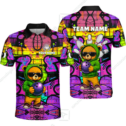 Custom Bowling Jersey Polo Shirt, Urban Street Art Bowling, Custom Bowling Jersey Team Shirt For Players With Name & Team Name