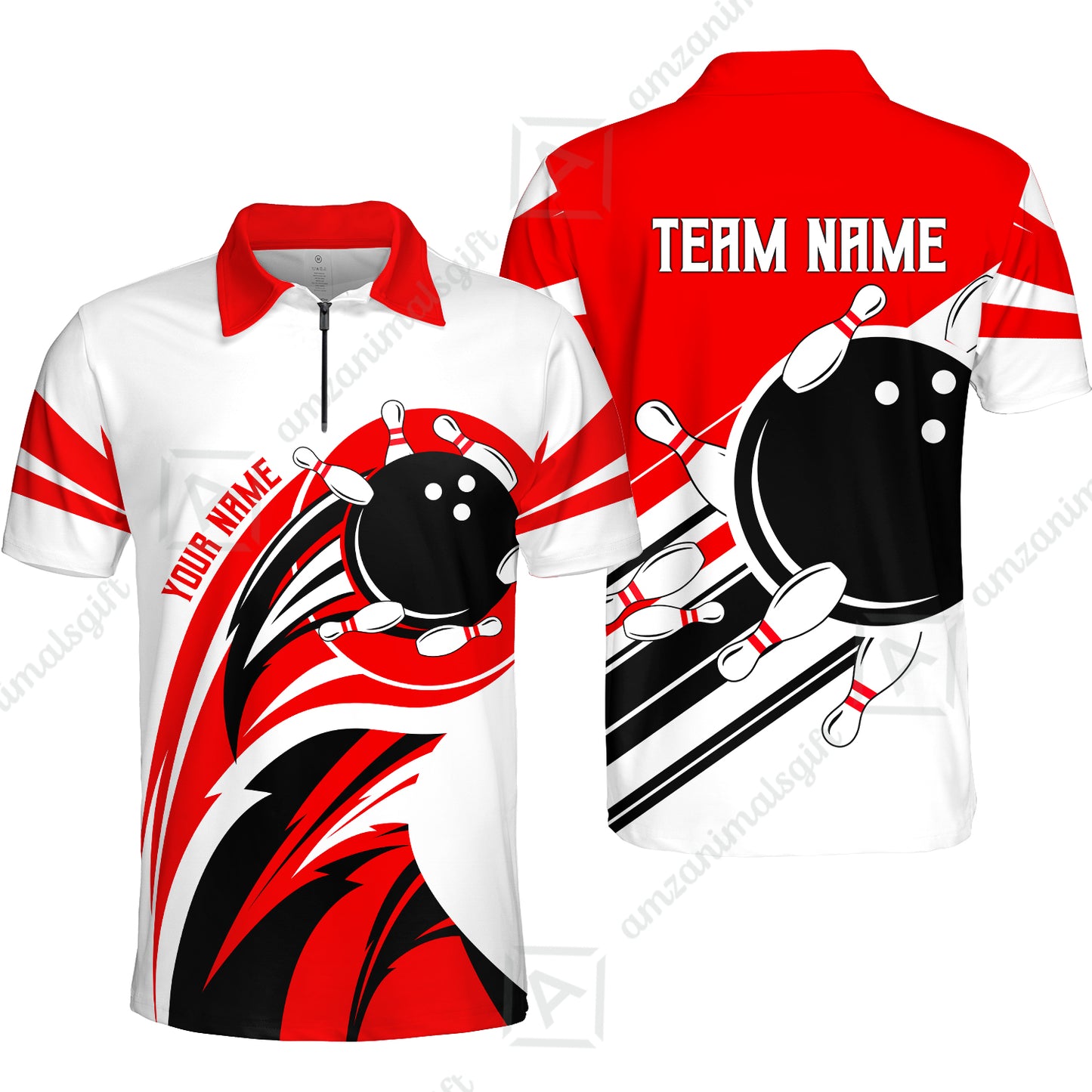 Custom Bowling Team Jersey, Bowling Player Jersey Multicolor Polo Quarter-Zip Shirts, Custom Bowling Uniforms Jerseys