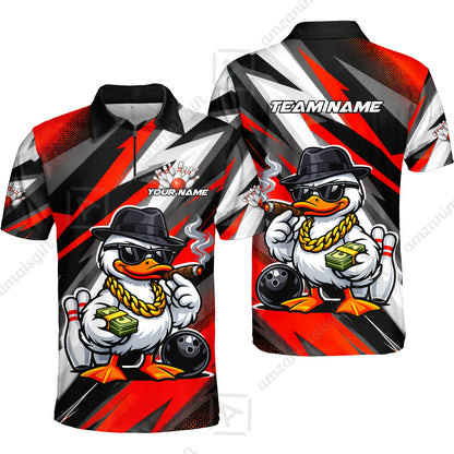 Custom Bowling Jersey Polo Shirt, Boss Hustle Duck Gangster Style, Custom Bowling Jersey Team Shirt For Players With Name and Team Name