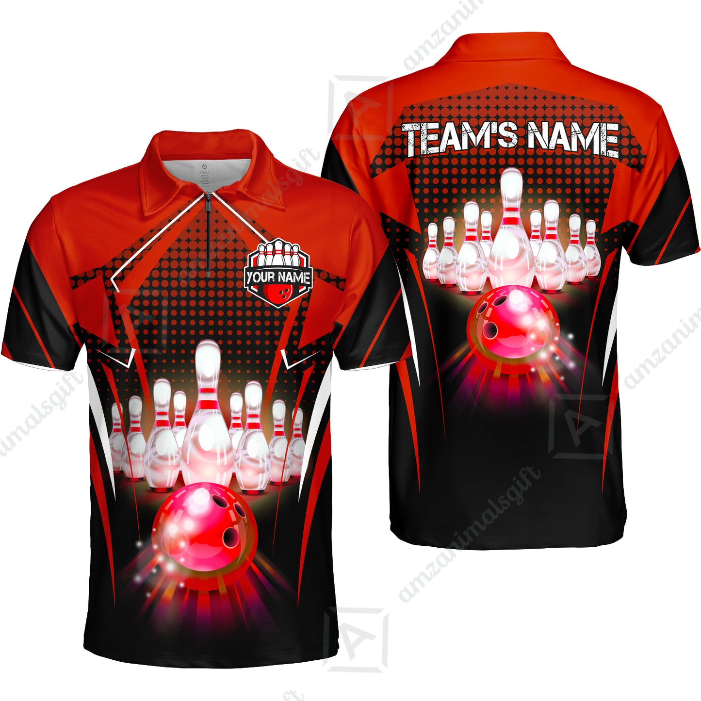 Custom Bowling Team Jerseys Polo Shirts, Bowling uniforms Ball & Pins Multicolor Jersey For Tournament Team Men Women Bowlers