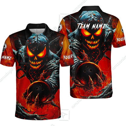 Custom Bowling Team Flat Neck Zip Jersey Shirt, Devil’s Strike Devil’s Strike Power Bowling Edition, Personalized Team Shirt with Custom Name
