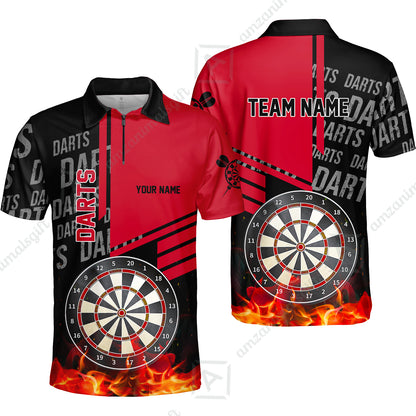 Custom Fire Darts Men Polo Team Shirts, Custom Darts League Team Jersey Polo , Custom Darts Team Jerseys Uniform