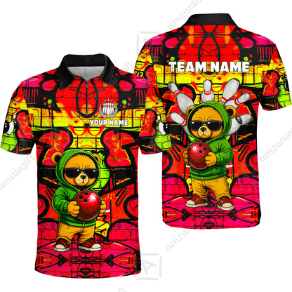 Custom Bowling Jersey Polo Shirt, Urban Street Art Bowling, Custom Bowling Jersey Team Shirt For Players With Name & Team Name