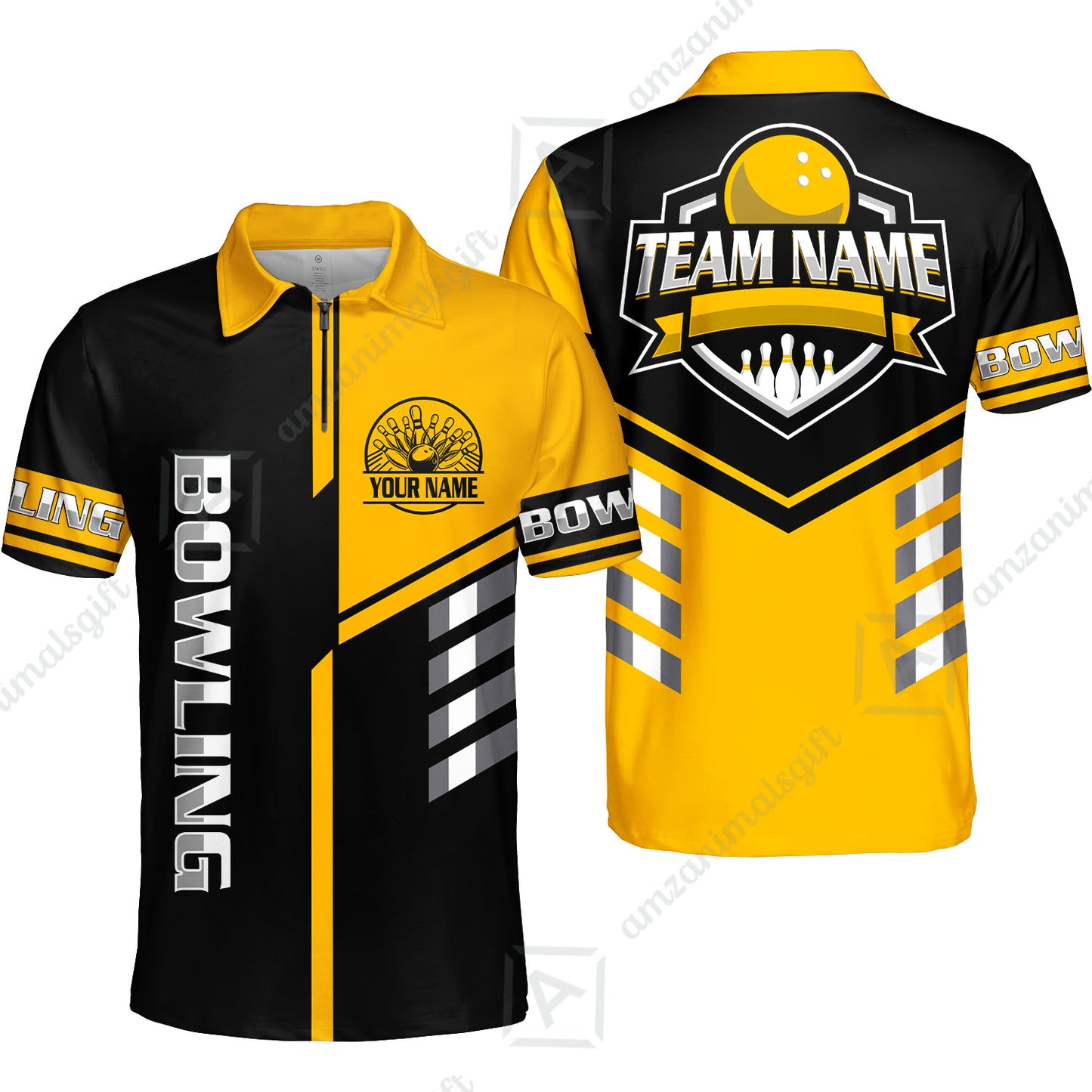 Custom Bowling Team Shirt – Modern Split Design Multicolor Option Personalized Jersey Bowling Uniform For League Players