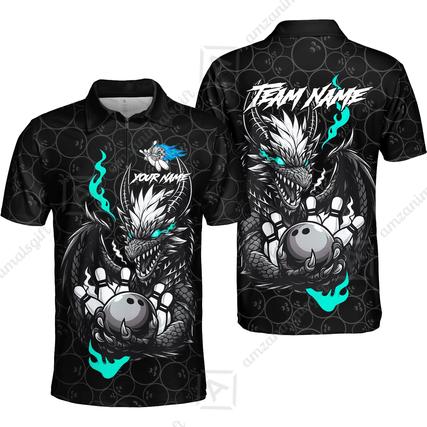 Custom Badass Dragon Bowling Jersey Polo Shirt, Custom Badass Dragon Bowling Team Shirt For Players With Name & Team Name