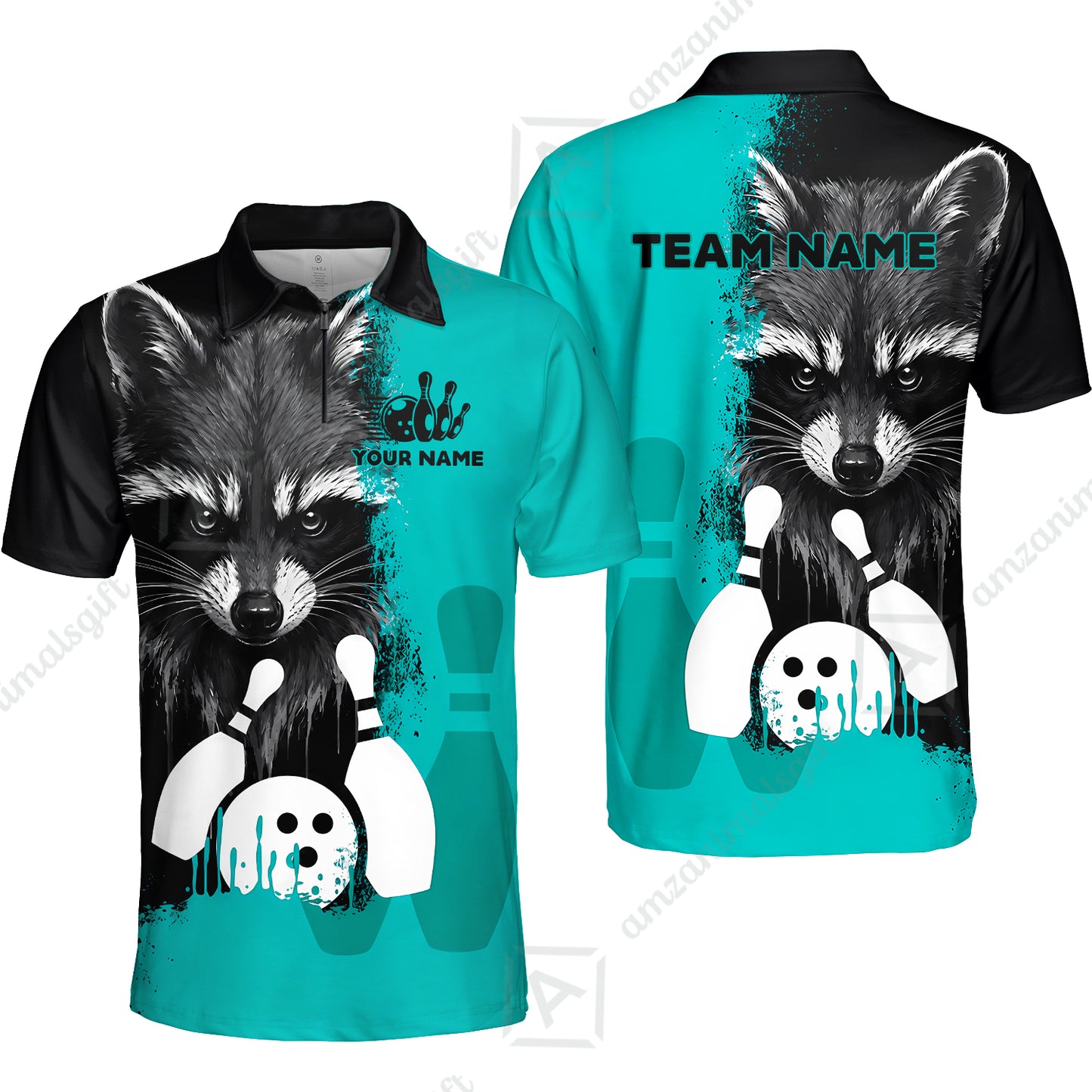 Custom Bowling Jersey Polo Shirt, Raccoon Bowling, Custom Bowling Jersey Team Shirt For Players With Name & Team Name