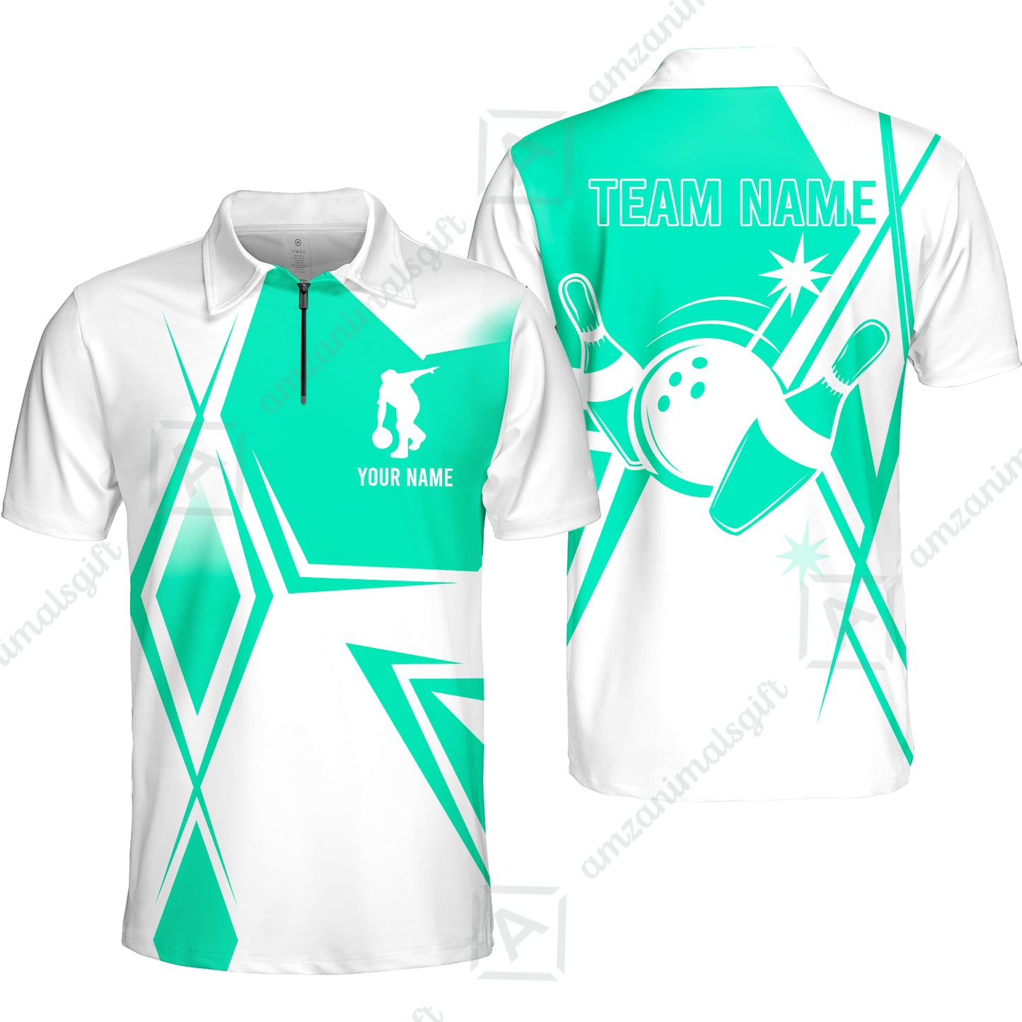 Custom Bowling Team Jersey, Bowling Player Jersey Multicolor Polo Quarter-Zip Shirts, Custom Bowling Uniforms Jerseys, Custom Name And Team Name