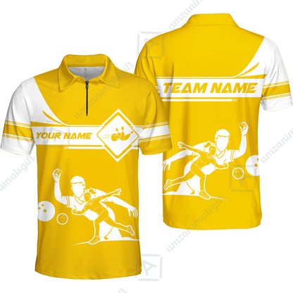 Customized Bowling Quarter-Zip Polo Shirt , Men And Women Playing Bowling Ball Quarter-Zip Polo Uniform Multicolor For Bowlers