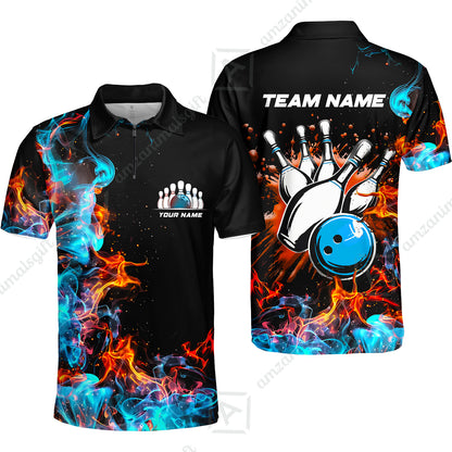 Customized Bowling Team Jersey, Bowling In Fires Multicolor Option Shirts, Custom Bowling Uniforms Jerseys For Bowlers