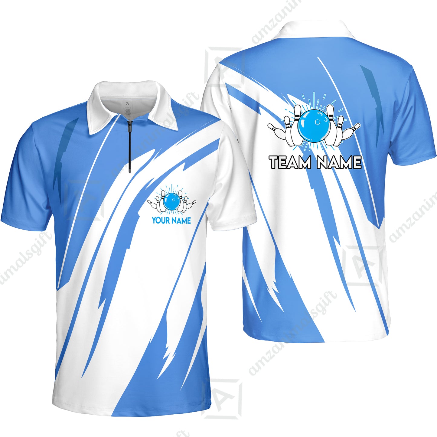 Custom Bowling Team Jerseys Polo Shirts, Ocean Blue Yellow Bowling uniforms, Custom Bowling Shirts With Personalized Name And Team Name