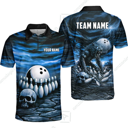 Custom Full Moon Werewolf Bowling Jersey Polo Shirt, Custom Full Moon Werewolf Bowling Jersey Team Shirt For Players With Name & Team Name