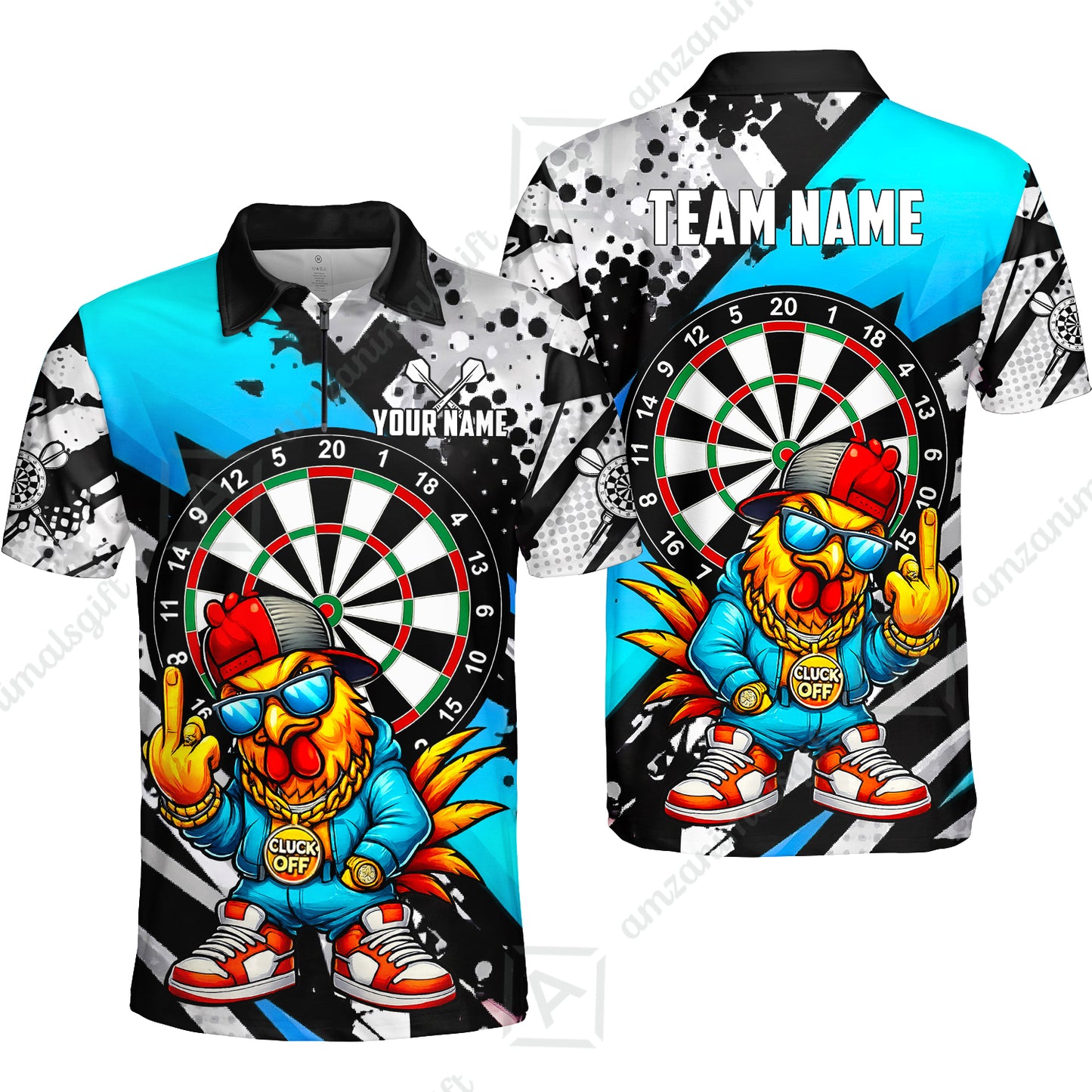 Custom Darts Team Jersey, Personalized Street Rebel Rooster Darts Polo Shirt For Players With Name & Team Name