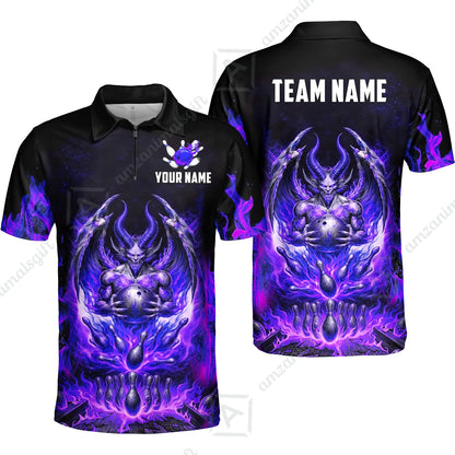 Custom Hellfire Bowling Jersey Polo Shirt, Custom Hellfire Bowling Jersey Team Shirt For Players With Name & Team Name