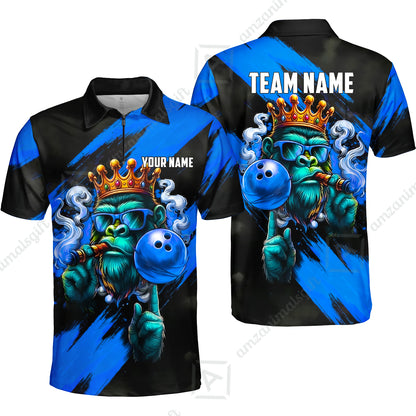 Custom Bowling Jersey Polo Shirt, Gorilla Boss King, Custom Bowling Jersey Team Shirt For Players With Name & Team Name