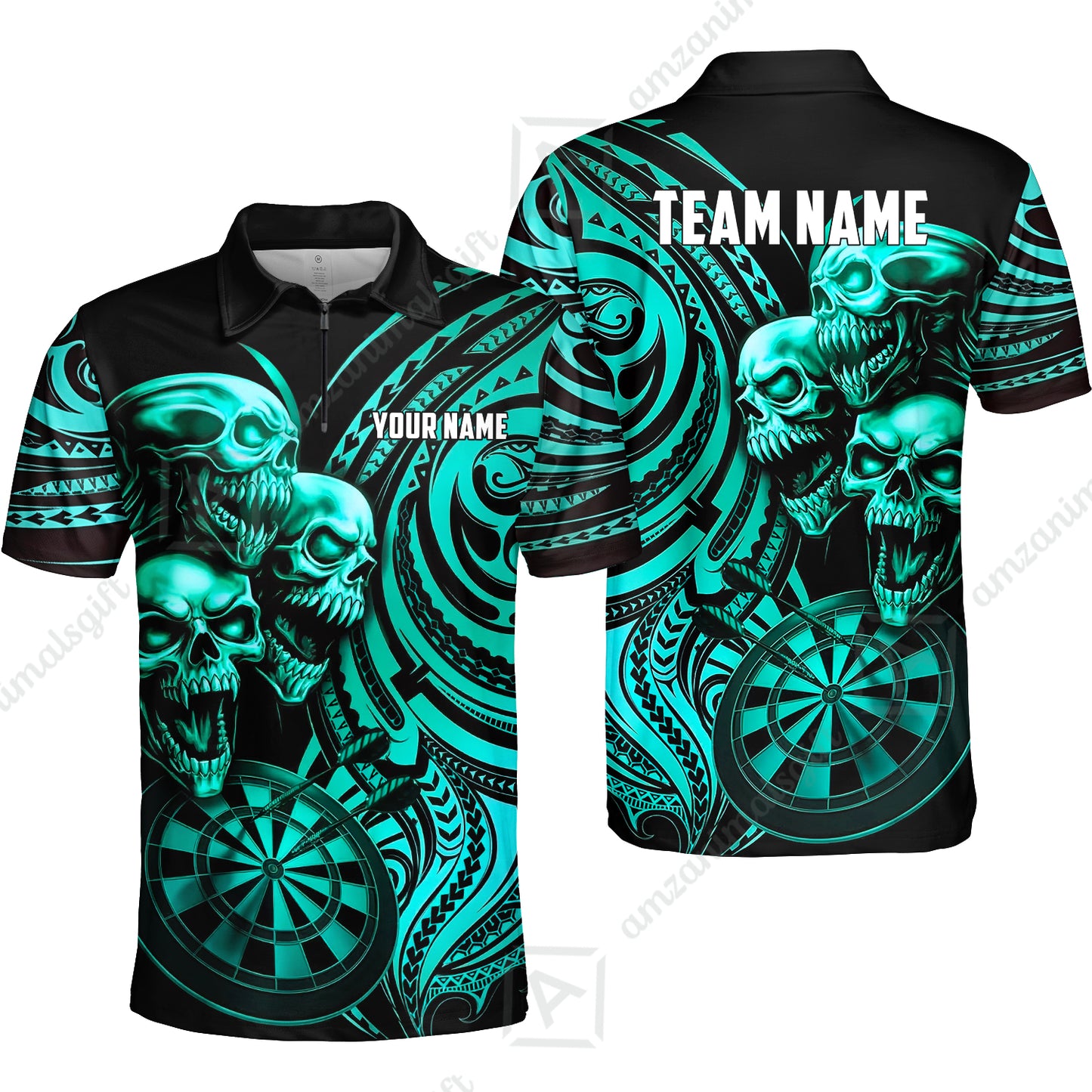 Custom Darts Team Jersey, Personalized Neon Skull Jersey Shirt For Players With Name & Team Name
