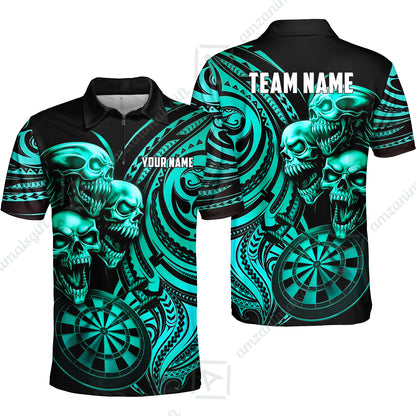 Custom Darts Team Jersey, Personalized Neon Skull Jersey Shirt For Players With Name & Team Name