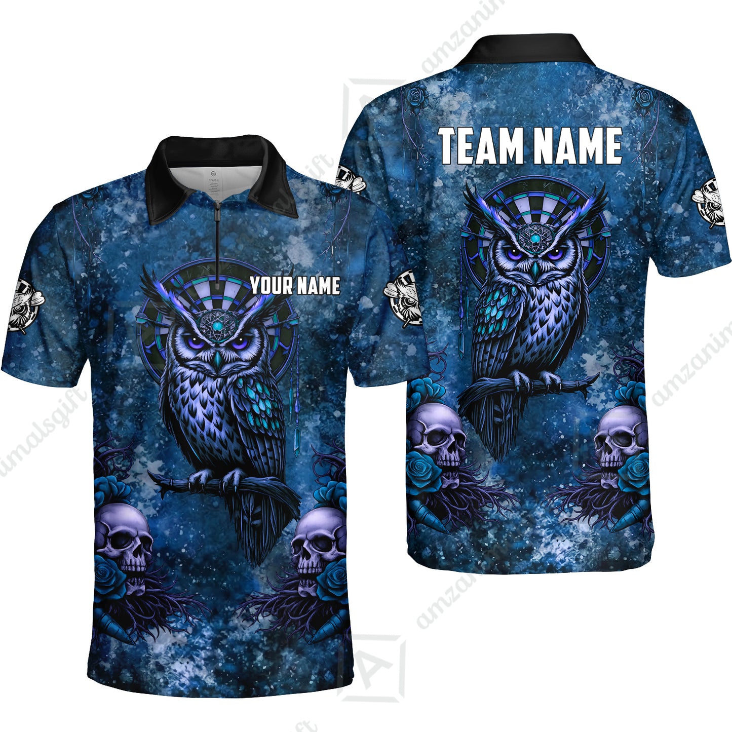 Custom Darts Team Jersey, Personalized Spooky Owl Jersey Shirt For Players With Name & Team Name