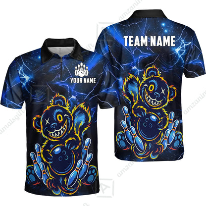 Custom Creepy Teddy Bowling Jersey Polo Shirt, Custom Creepy Teddy Bowling Jersey Team Shirt For Players With Name & Team Name
