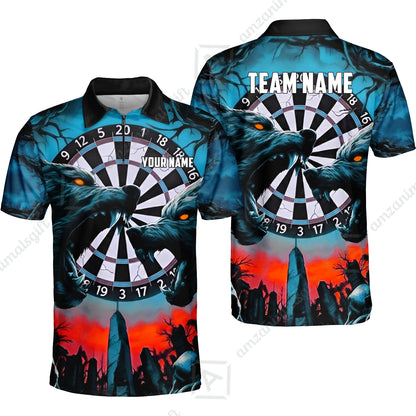 Custom Darts Team Jersey, Personalized Black Forest Wolves Dart Polo Shirt For Players With Name & Team Name