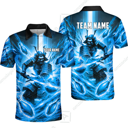 Custom Bowling Jersey Polo Shirt, Japanese Samurai Warrior Bowling, Custom Bowling Jersey Team Shirt For Players With Name & Team Name