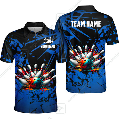 Custom Bowling Jersey Polo Shirt, Strike Explosion Bowling, Custom Bowling Jersey Team Shirt For Players With Name & Team Name