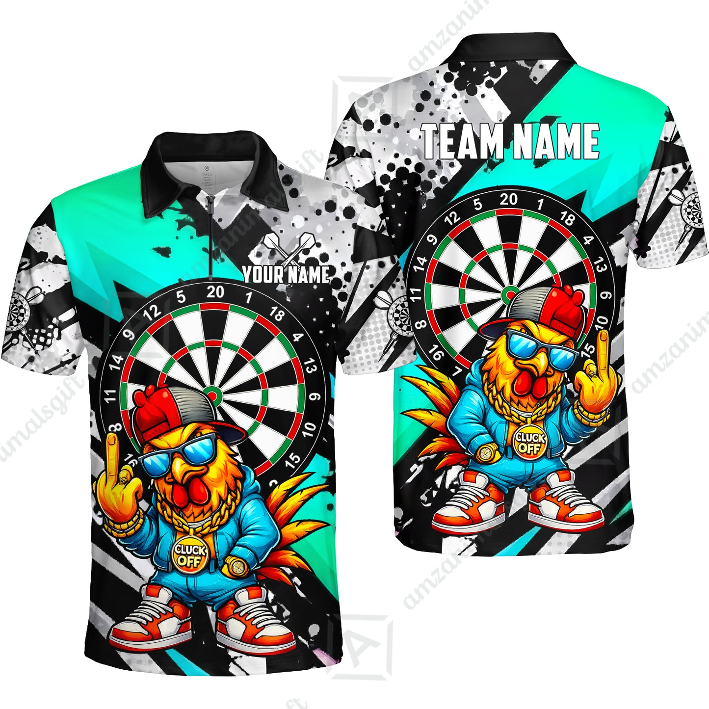 Custom Darts Team Jersey, Personalized Street Rebel Rooster Darts Polo Shirt For Players With Name & Team Name